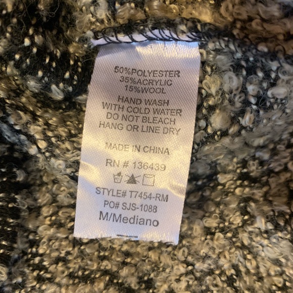 SJS Womens M Multicolor Cowl Neck Nubby Knit Asymmetrical Hem Sweater - Picture 4 of 5